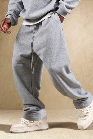 Tarz Cool Gri Oversize Rahat Kesim Baggy Erkek Eşofman Altı Gri