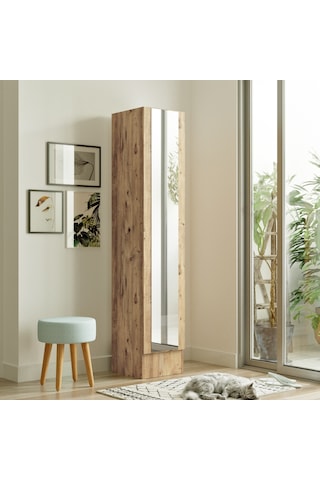 Robin Home Vegas Serisi No 14 Aynalı Ayakkabılık Dolap Açık Kahverengi