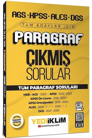 Yediiklim 2026 Tüm Adaylar İçin Paragraf-problemler-sayısal-sözel Mantık Çıkmış Sorular Seti 4 Kitap