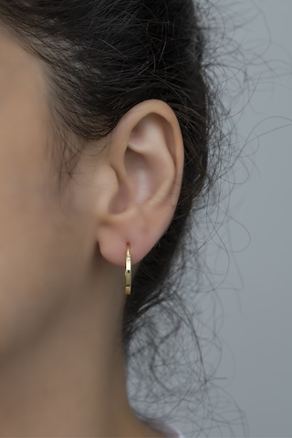 Nereze 925 Ayar Gümüş 15 MM Gold Tamtur Küpe