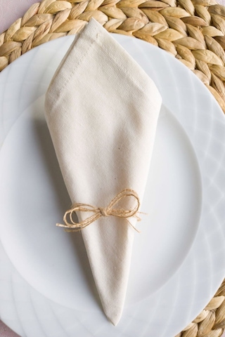 6 Adet Naturel Keten Servis Sunum Peçetesi Krem