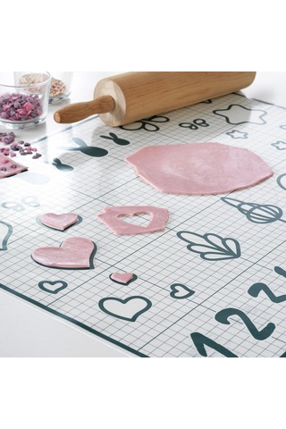 Ikea Baktradıtıon Silikon Pişirme Matı 61 X 46 Cm Beyaz Turkuaz Beyaz - Mavi