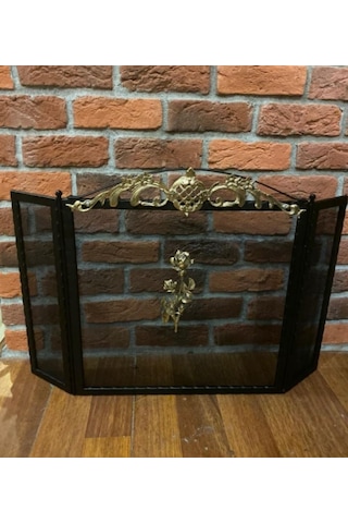 Gül Desenli Şömine Siperlik . Şömine Aksesuarları