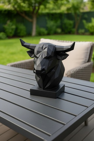 Oxyteez Boğa Figürlü Tasarım Biblo Siyah Renk Reçine Tasarım Ev Ve Ofis Dekorasyonu