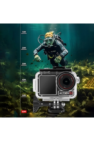 Djı Osmo Action 5 Pro / 3/4 60m Sualtı Su Geçirmez Muhafaza Dalış Çantası Şeffaf