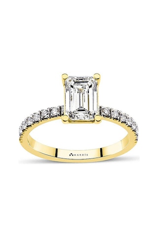 1.75 Karat Emerald Tektaş Pırlanta Yüzük Beyaz Altın