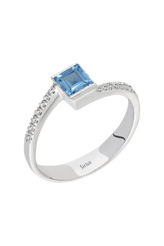 Sirius Pırlanta Ve Prenses Kesim Mavi Topaz Taşlı Yüzük 0823R0181