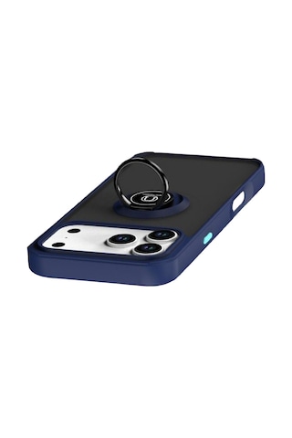 Apple iPhone Uyumlu- 17 Pro Montreal Yüzüklü Silikon Kapak - Lacivert Çok Renkli