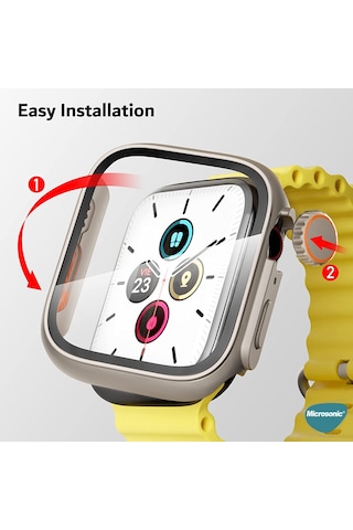 Microsonic Apple Uyumlu Watch SE 2022 44mm Kılıf Ultra Dönüştürücü Ekran Koruyucu Kasa