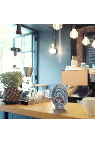 Moveevo Zinc Alloy Kuru Tahta Çıkartıcı Kutusu - Peacock Desenli, Şarj Açıcı Ve Mutfak Dekorasyonu - Gümüş Renk Diğer