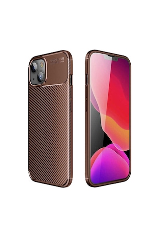 Apple Uyumlu iPhone 13 Kılıf Zore Negro Silikon Kapak Kahverengi