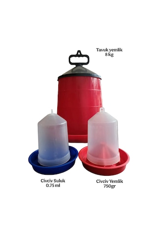 Askılı Tavuk Yemlik 8 Kg + Civciv Suluk 0.75ml Ve Yemlik 750gr