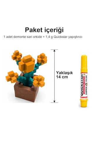 Piksel Orkide Biblo - 3d Baskı, Minecraft Esintili Sarı