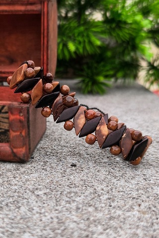 Başak Model Kuka Bileklik Bileğe Ayarlanabilir Unisex Bileklik Bt005 Kahverengi