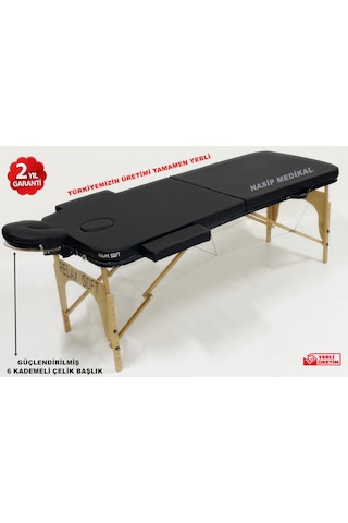 Relax Soft Ahşap Ayaklı Katlanır Masaj Masası Elegant Serisi Siyah