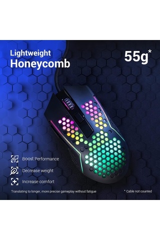 Redragon M987 Hafif 55g Petek Oyun Faresi Rgb Arkadan Aydınlatmal