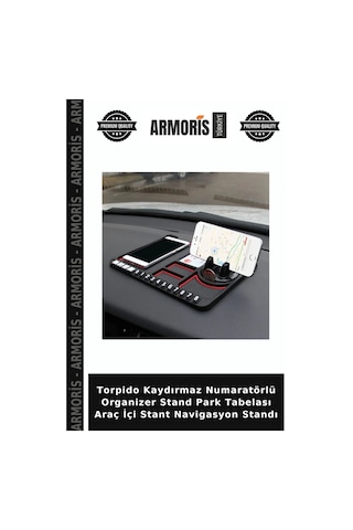 Torpido Kaydırmaz Numaratörlü Organizer Stand Park Tabelası Araç İçi Stant Navigasyon Standı