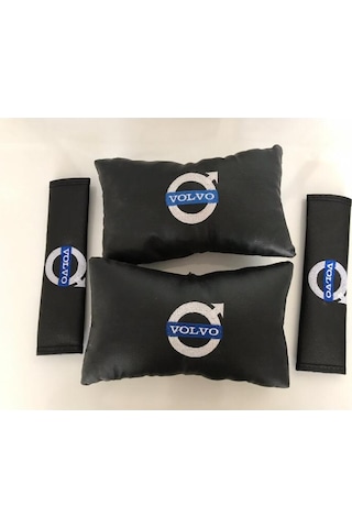 Volvo Nakışlı Deri Oto Boyun Yastığı Ve Kemer Pedi