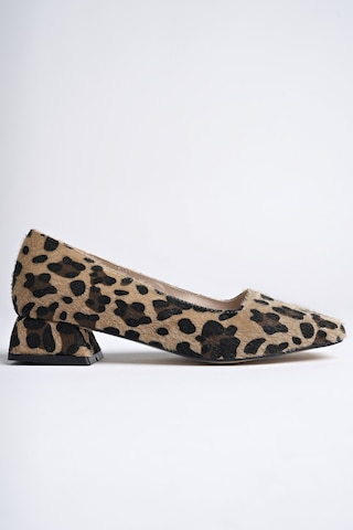 Muggo Lilith Garantili Kare Burunlu Kısa Topuklu Kadın Günlük Ayakakkabı Leopar