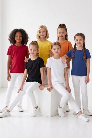 Kiagu Kız Erkek Çocuk Basic Tişört 6'lı Set Pamuklu Kısa Kollu Çocuk Tişört 2-13 Yaş T-shirt Çocuk Unisex 6'lı Kısa Kol Basic Tişört Seti 2-13 Yaş Pamuklu Penye 6'lı Set1 - 901092358 6'lı Set1