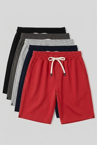 TOMMYLIFE Standart Fit 5li Paket Erkek Şort - 81314 Siyah-haki-lacivert-fiesta-gb Melanj