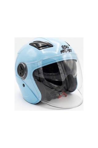 Oso Helmet Yarım Kask Gözlüklü Açık Mavi - M Beden Mavi