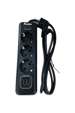 Akım Korumalı Grup Priz 3 Lü Ve 2'li Usb Şarj Portu 2500 Watt
