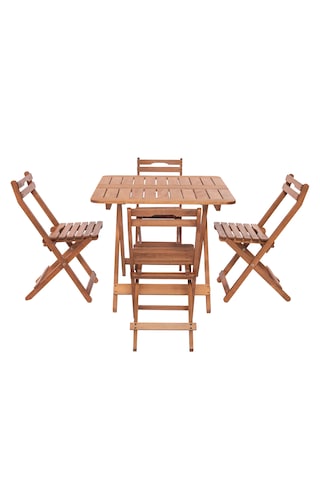 Modermo 4 Kişilik Katlanır Masa & Sandalye Seti - 80x80 Cm Grup K Ceviz