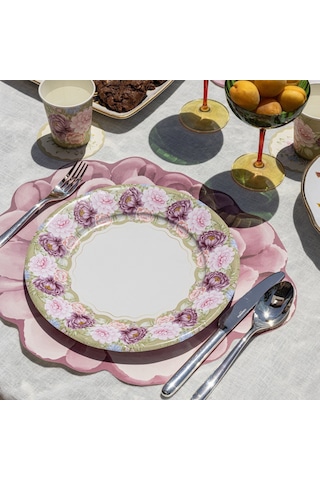 Peony Kağıt Tabak 26 Cm 12'li Paket Beyaz