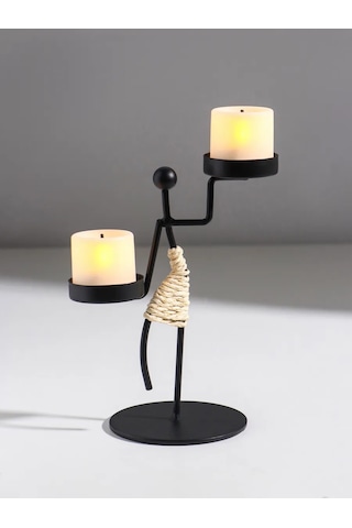 Simalend Mum İçin Metal Figürlü Şamdan 458077851 Siyah