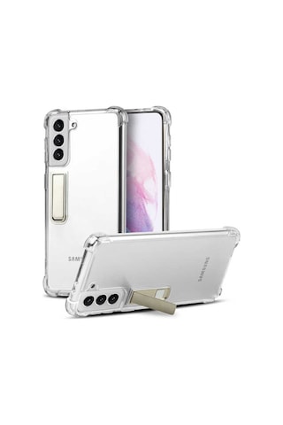 Galaxy S21 Uyumlu Csk Zore Standlı Süper Silikon Kılıf-renksiz