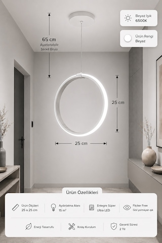 Raven Led Sarkıt Avize Beyaz Işık