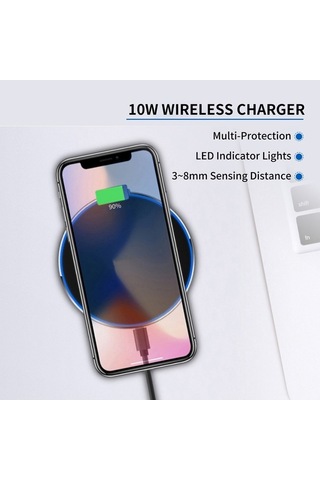 Pazly Kablosuz 10w Hızlı Şarj Pedi - Çoklu Koruma Ve Led Işığı