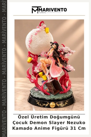 Özel Üretim Doğumgünü Çocuk Demon Slayer Nezuko Kamado Anime Figürü 31 Cm