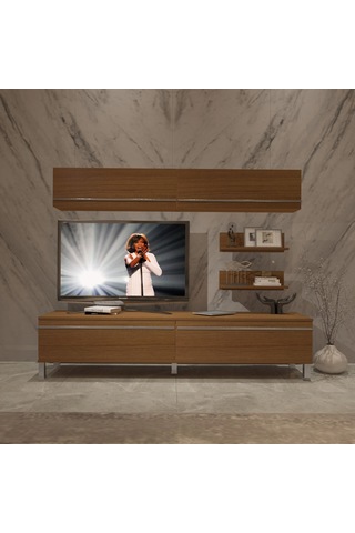 Decoraktiv Eko 5 Mdf Std Krom Ayaklı Tv Ünitesi Tv Sehpası Ceviz