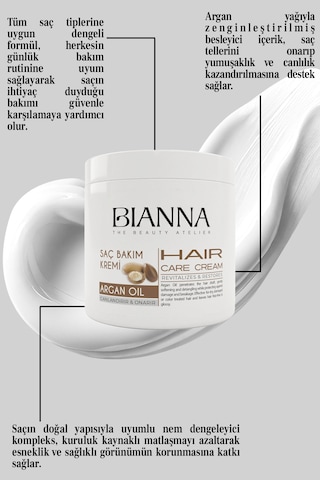 Binna Argan Yağlı Canlandırıcı Ve Onarıcı Saç Bakım Kremi 500 ML