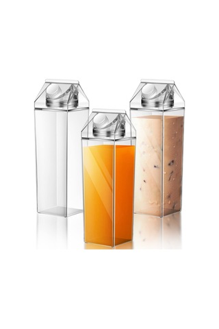 Ramerler 3 Pcs Kare Süt Şişesi - Taşınabilir, Yeniden Kullanılabilir Ve Sızdır Yalan Körilik 34 Oz Siyah
