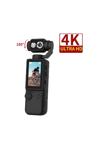 4k Vlog Kamera Wifi Bağlantılı 180 Dönebilen Lensli Dijital Video Kamera Stabil Çekim 2.0" Ips Ekran