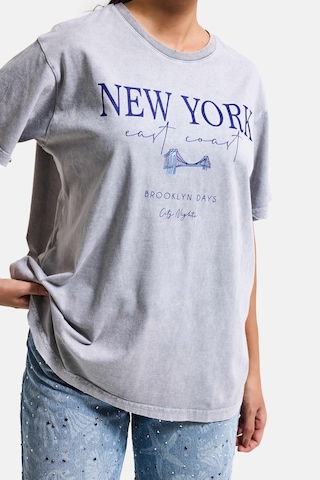 Itsbasic Kadın Antrasit S6-13 Oversize New York Baskılı T-shirt