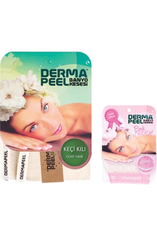 Dermapeel Keçi Kılı Banyo Kesesi + Pink Touch Yüz Kesesi Beyaz