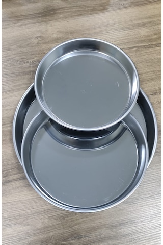 Paslanmaz Çelik 3 Lü Fırın Tepsisi Üçlü Tepsi Gri