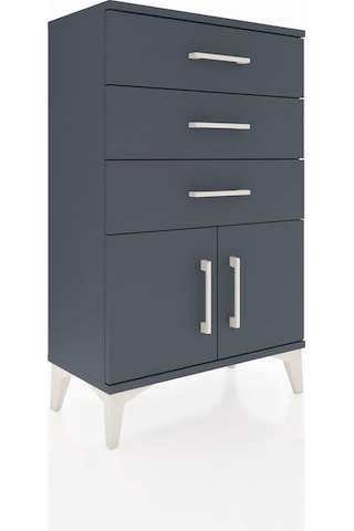 Arges Komodin 3 Çekmeceli 2 Kapaklı 60x30x96 Antrasit-antrasit Antrasit