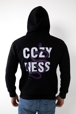 Erkek Siyah Renk Kapşonlu Baskılı Sweatshirt Siyah