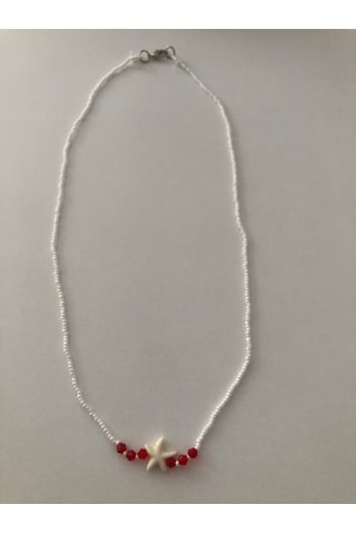Lim10lubahçe Deniz Yıldızlı Kırmızı Kristal Boncuklu Kolye
