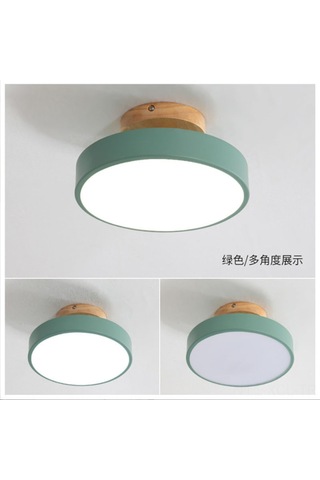 Konesam Modern Minimalist Giriş Avize - 18cm Pembe, 3 Renk Işık, Ahşap Tasarım Pembe