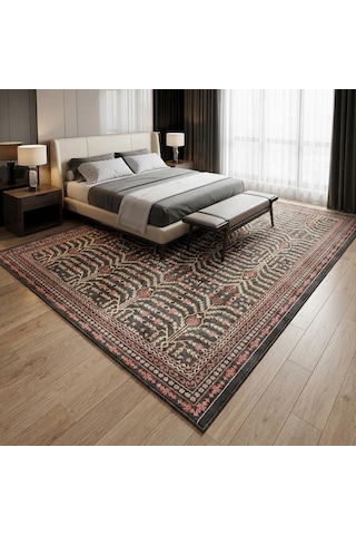 Kahve Tonlu Salon Halısı Dijital Baskılı Kaymaz Tabanlı Klasik Desenli Halı Dijital Baskı Halı 7 Mm Kahverengi