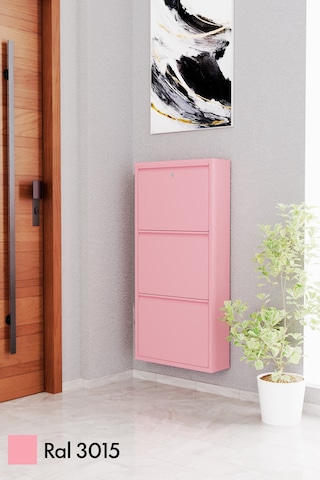 Evdemo Kilitli 3 Kapaklı Metal Ayakkabılık Pudra