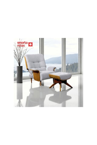 Smarto Genova Sabit Ergonomik Ekru Polyester Kumaş Tv Koltuğu Berjer Baba Koltuğu Beyaz
