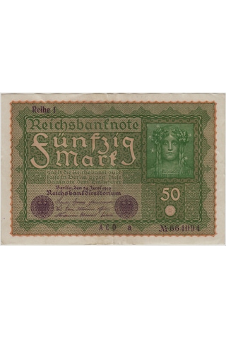 Almanya 50 Mark 1919 Reıhe 1. Weimar Cumhuriyeti Dönemi Çok Çok Temiz+