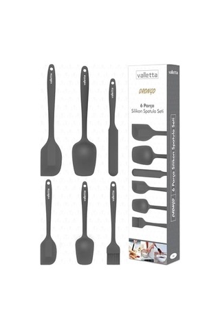 Dayanıklı Yanmaz Yapışmaz Silikon Spatula Seti 6 Parça Gri Genel